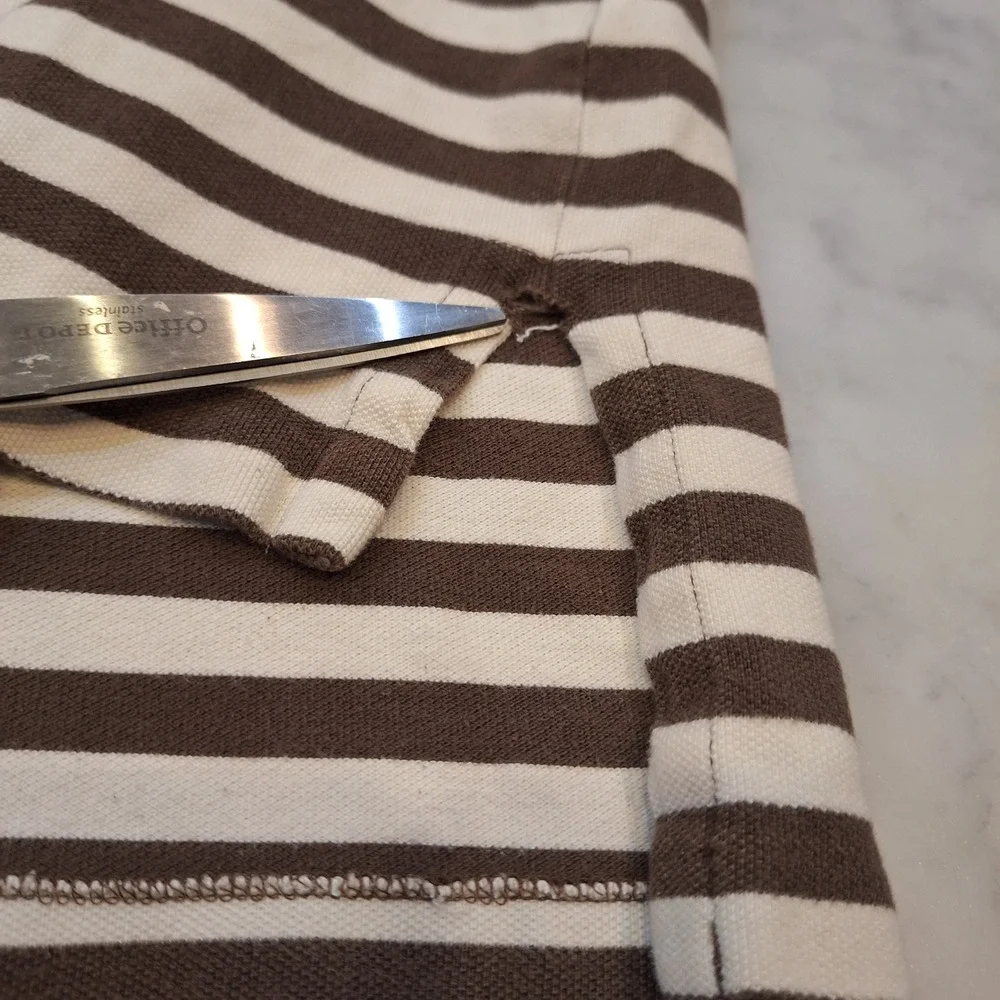 Vtg Y2K Polo Ralph Lauren Polo Shirt 2XB Brown Cream Striped SS Preppy AS IS